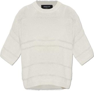 Fabiana Filippi Trui met glinsterende pailletten - Dames - Ronde hals truien - Beige - S - Pailletten - Truien & Vesten