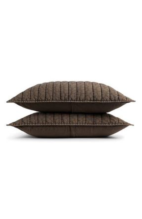 Parachute Set of 2 Garment Dye Channel Quilted Pillow Shams in Warm Grey at Nordstrom, Size Standard