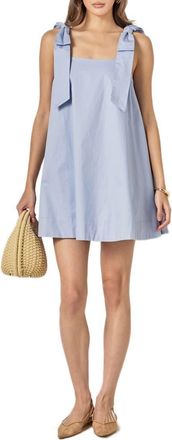 English Factory Bow Shoulder Sleeveless Cotton Minidress in Powder Blue at Nordstrom, Size Medium