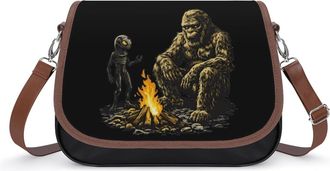 Generic Bigfoot Aliens Campfire Small Womens Crossbody Bags Shoulder Handbag with Adjustable Strap for Travel