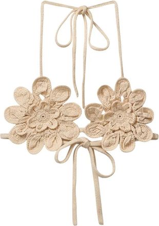 The Garment Bloemen Gebreide Bh Top - Dames - Tops zonder mouwen - Wit - 2XS - Katoen - Tops