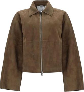 Filippa K Suede Cropped Jacket - Dames - Leren en Su&egrave;de Jassen - Bruin - XS - Leer - Jassen