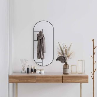 vidaXL Espejo De Pared Ovalado Negro 90x40 Cm Vidaxl