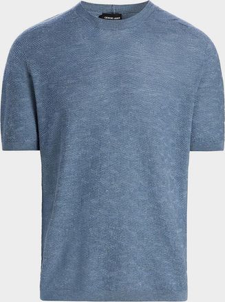 Giorgio Armani Men & apos;s Cashmere, Hemp and Silk Short-Sleeve Sweater