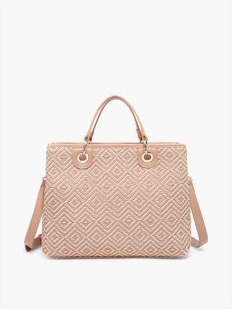 Jen & Co. Womens Nancy Woven Diamond Tote Bag In Mauve