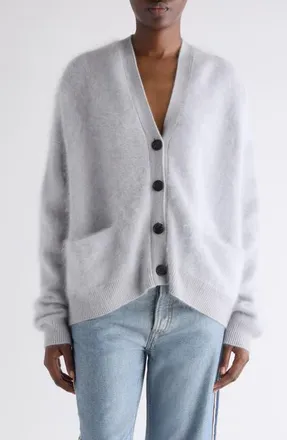 Acne Studios Brushed Cashmere Cardigan in Light Grey Melange at Nordstrom, Size Small