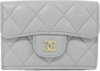 Chanel Gray Grained Calfskin Wallet (Tri-Fold) (Pre-Owned)