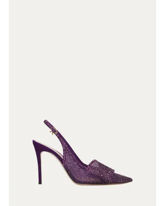 Gianvito Rossi 95mm Embellished Organza Slingback Pumps