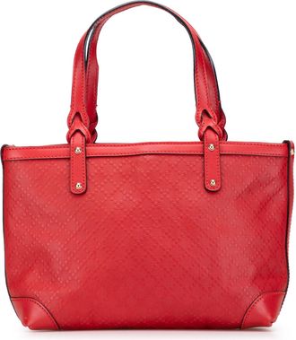 Gucci Pre-owned Womens Tote Bag Leather Handles Red - Poppy - One Size