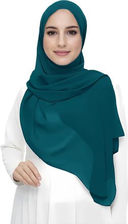 Lina & Lily Premium Chiffon Hijab Head Scarf Shawl Wrap for Muslim Women Lightweight (Teal Blue)