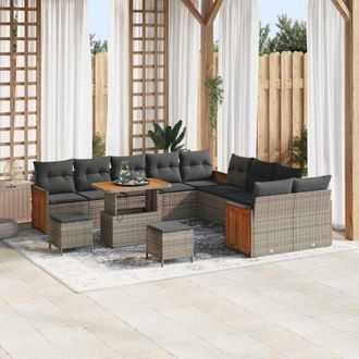 vidaXL Conjunto De Sof&aacute; De Jard&iacute;n 13 Pcs Gris 90 X 55 X 71 Cm Vidaxl
