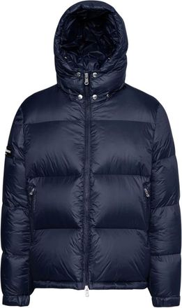 White:Space Down Jackets, male, Blue, L, Blue Puffer Jacket with Detachable Hood