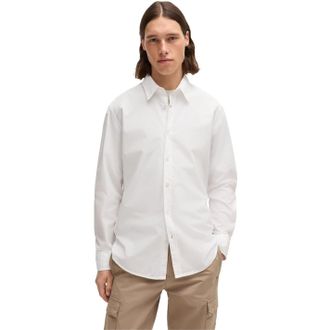HUGO BOSS Heren Boss Relegant 6 M Effen Lange Mouwen Shirt in Wit 100