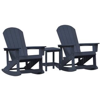 Berkfield Home Garden Lounge Set 3 pcs Navy blue Standard 38 x 38 x 46 cm HDPE