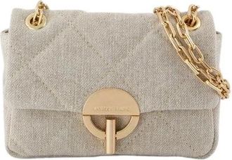Vanessa Bruno Shoulder Bags, female, Beige, Size: ONE SIZE Beige Moon Bag - Linen Style