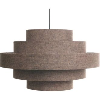 Beliani Pendant Hanging Lamp Brown Linen Fabric Shade Modern Design Living Room Light EREBATO