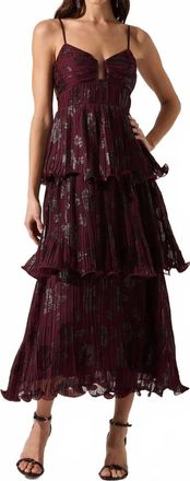 Astr Lupin Pleated Tiered Maxi Dress In Wine
