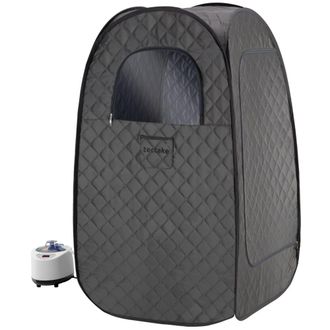 TecTake Sauna de vapor port&aacute;til, 1000 w y 15 niveles temperatura, gris/negro