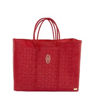 Lola's Bag Womens Travel Woven Tote Bag And Clutch In Red