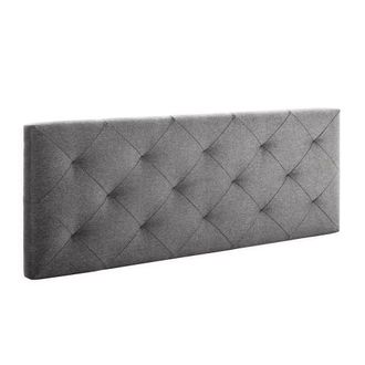HOMN Cabecero tapizado 140x60 cm, rombos en tela gris, 8 cm de grosor