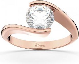 Allurez Tension Set Swirl Solitaire Engagement Ring Setting 18k Rose Gold