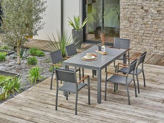 DCB Garden Conjunto de comedor de jard&iacute;n de 6 plazas - gris antracita