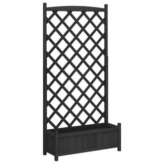Berkfield Home Planter with Trellis Black Solid Wood Fir