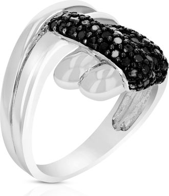 Vir Jewels 2/3 cttw Black Diamond Ring.925 Sterling Silver with Rhodium Plating