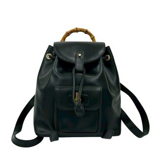 Gucci Black Leather Bamboo Backpack (Pre-Owned)