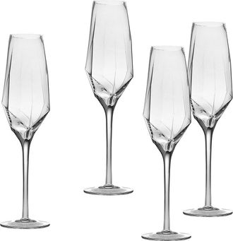 Godinger Isla Set Of Four 14Oz Champagne Flutes