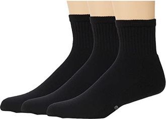 eurosock Path Cool Quarter 3-Pack Crew Cut Socks Shoes Black : LG (US Mens Shoe 9-11 - Womens Shoe 10-12), Spandex/Polyester/Nylon