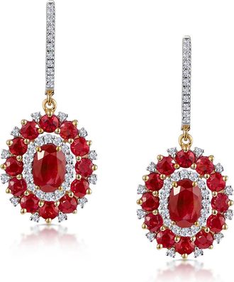 The Diamond Store 2.50ct Ruby Asteria Collection Lab Diamond Drop Earrings in 9K Gold