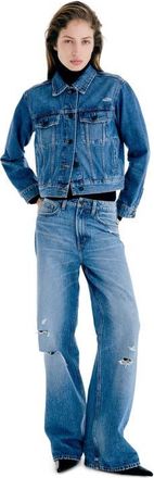 H&M Ava Ultra High Rise Wide Leg Jeans in Denim Blue at Nordstrom, Size 16