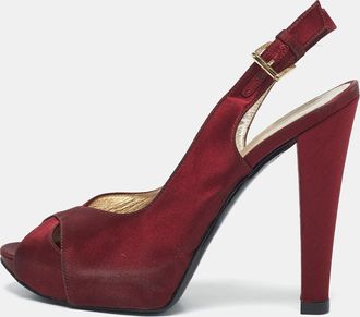 Casadei Burgundy Satin Slingback Sandals