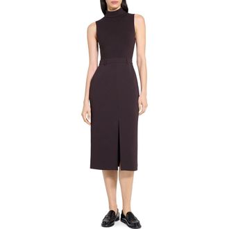 Theory Sleeveless Turtleneck Midi Dress in Dark Cacao at Nordstrom Rack, Size 14