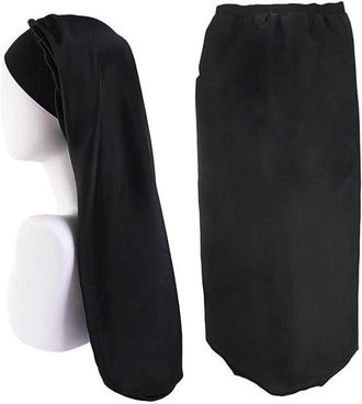 OEM Gorro De Noche De Sat&eacute;n Ajustable Con Banda El&aacute;stica Para Cabello Largo Y Recogido (negro)