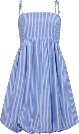 Co'Couture Blauw Gestreepte Jurk - Elegant en Modern - Dames - Zomerkleedjes - Blauw - S - Katoen - Kleedjes