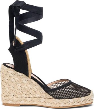 Stuart Weitzman Marguerita Espadrille Wedge - Dames - Sleehakken - Zwart - 36 EU - Jute - Schoenen