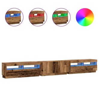 Berkfield Home TV Cabinet with LED Lights Old Wood 300x35x40 cm Engineered Wood in Brown | Size: 300 x 35 x 40 cm