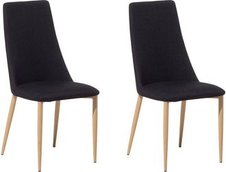 Beliani Set of 2 Modern Dining Chairs Upholstered Fabric Black Clayton