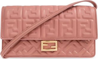 Fendi Cross Body Bags, female, Pink, Size: ONE SIZE Baguette Wallet with Chain