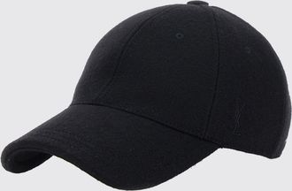 Saint Laurent Cappello con visiera in pura lana nera dal design classico