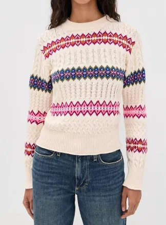 Amo Jemma Crew Neck Sweater In Bone Multi