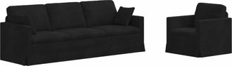 vidaXL Juego De Sof&aacute; 2 Uds. Negro Terciopelo Vidaxl