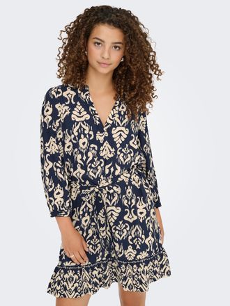 Only Tunikakleid ONLY ONLANTONIA LIFE 3/4 SHORT DRESS WVN, Damen, Gr. XS, N-Gr, blau (cloud dancer aop:antonia blau print), Web, Obermaterial: 100% Viskose