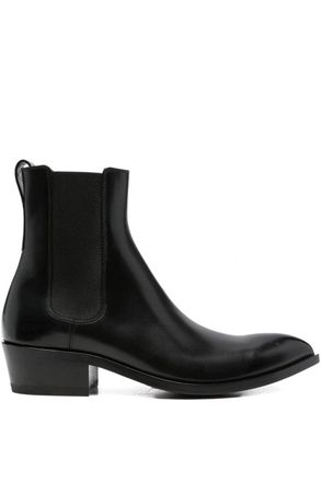 Tom Ford BURNISHED LEATHER CHELSEA BOOTS Size: 44, colour: BLACK