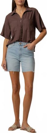 Kut from the Kloth Brianna Linen Shirt In Chocolate