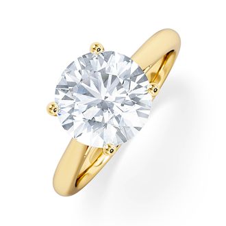 The Diamond Store Elysia 3.00ct Lab Diamond Round Cut Engagement Ring In 18k Yellow Gold G/vs1