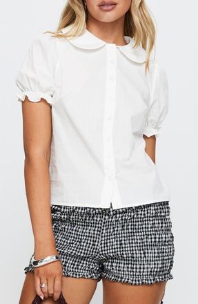 Princess Polly Neverland Puff Sleeve Shirt in White at Nordstrom, Size 0