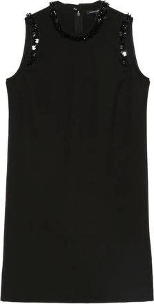 Luisa Cerano Mouwloze mini-jurk met kralenhals - Zwart